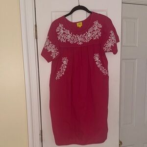 Roller Rabbit Fuchsia Dress with White Embroidery